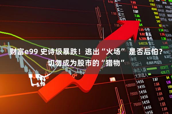 财富e99 史诗级暴跌！逃出“火场” 是否后怕？切勿成为股市的“猎物”